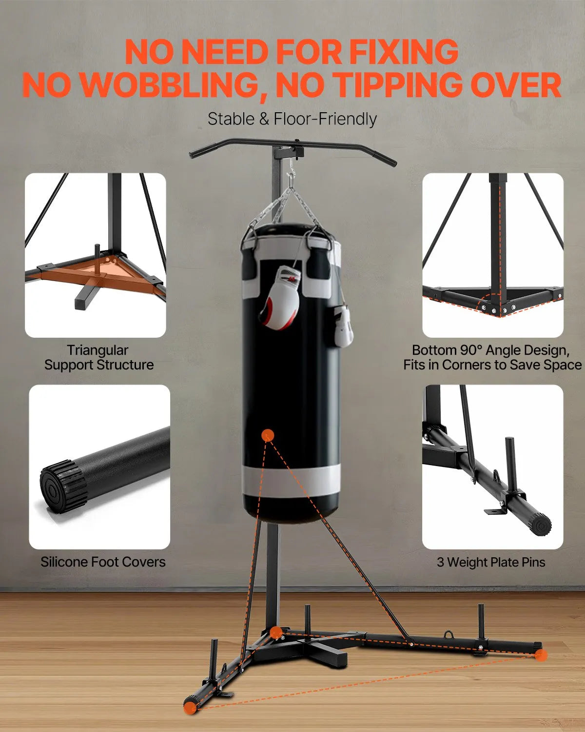 VEVOR 2 in 1 Heavy Duty Punching Bag Frame Boxing Punching Fitness Stand Steel