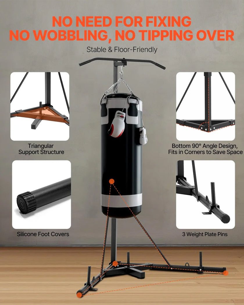 VEVOR 2 in 1 Heavy Duty Punching Bag Frame Boxing Punching Fitness Stand Steel