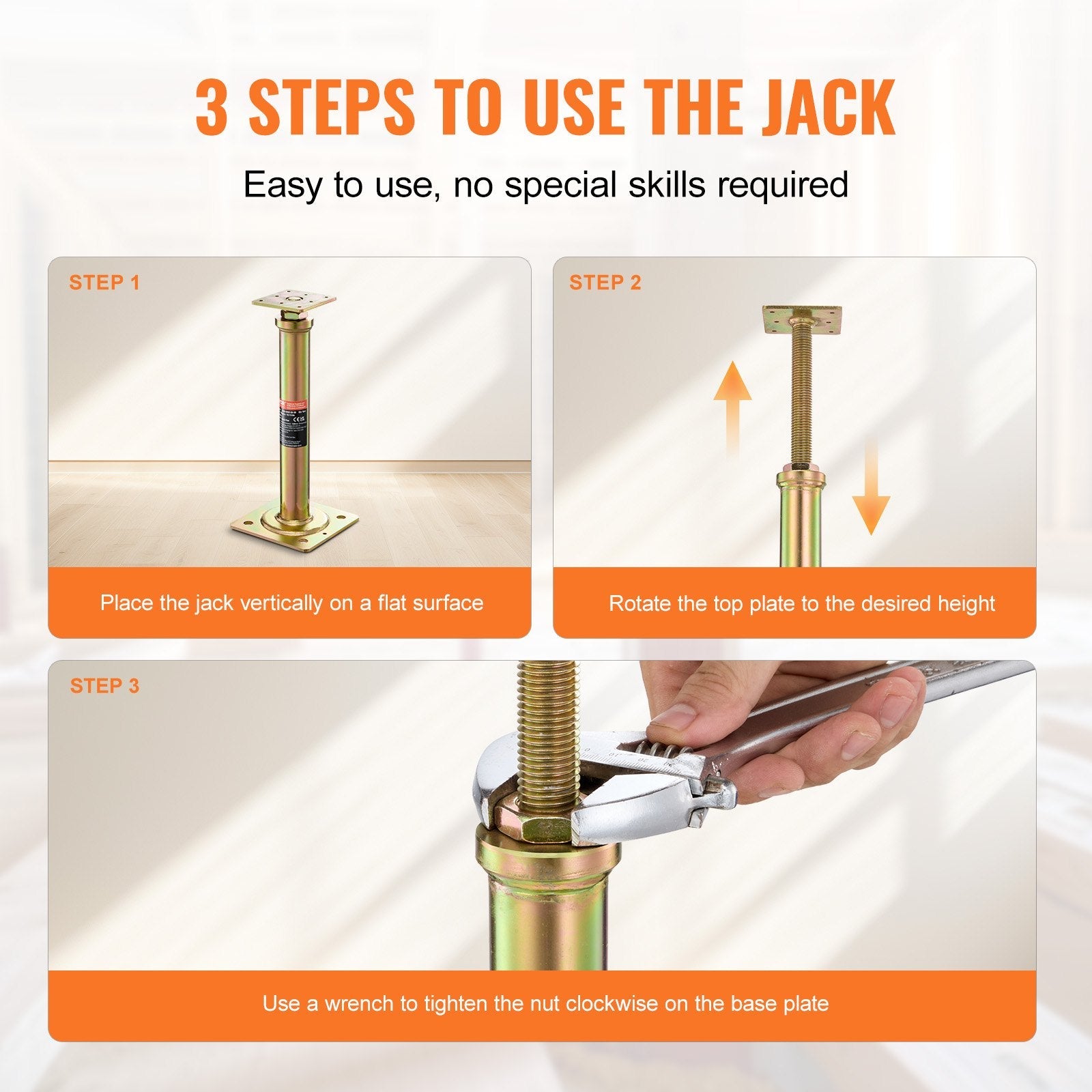 VEVOR 4PCS Adjustable Floor Jack Post House Floor Leveling Lift 11.6