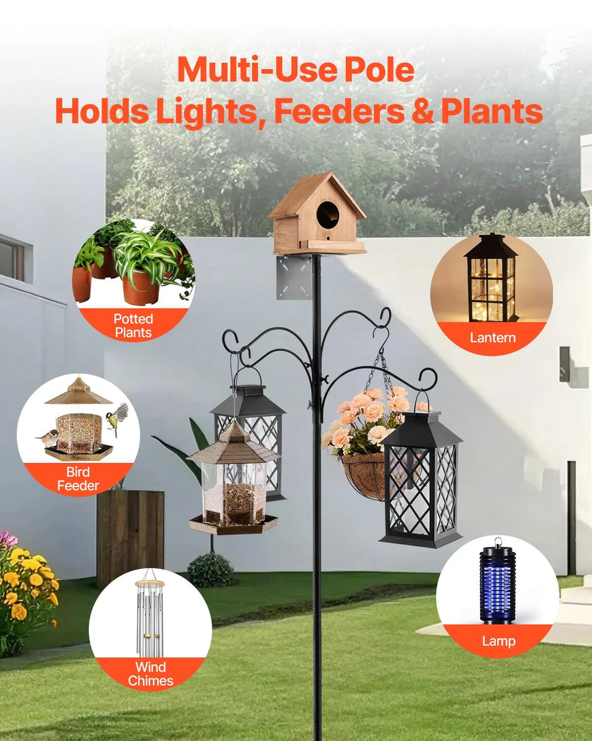 VEVOR 92 Inch Bird Feeding Station 4 Hook Wild Bird Feeder Stand Pole