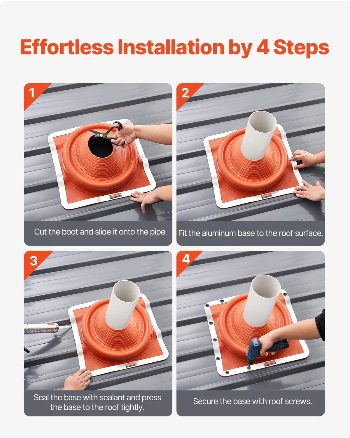 VEVOR 2 Pcs Metal Roof Pipe Flashing Boot Fit 6-3/4
