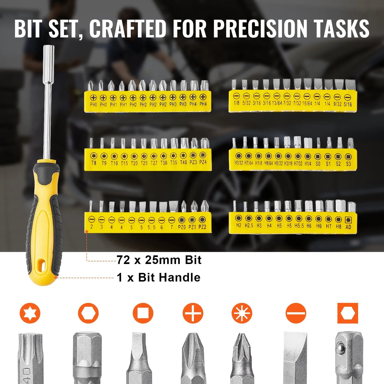 VEVOR 207-Piece Mechanics Tool Set 1/4