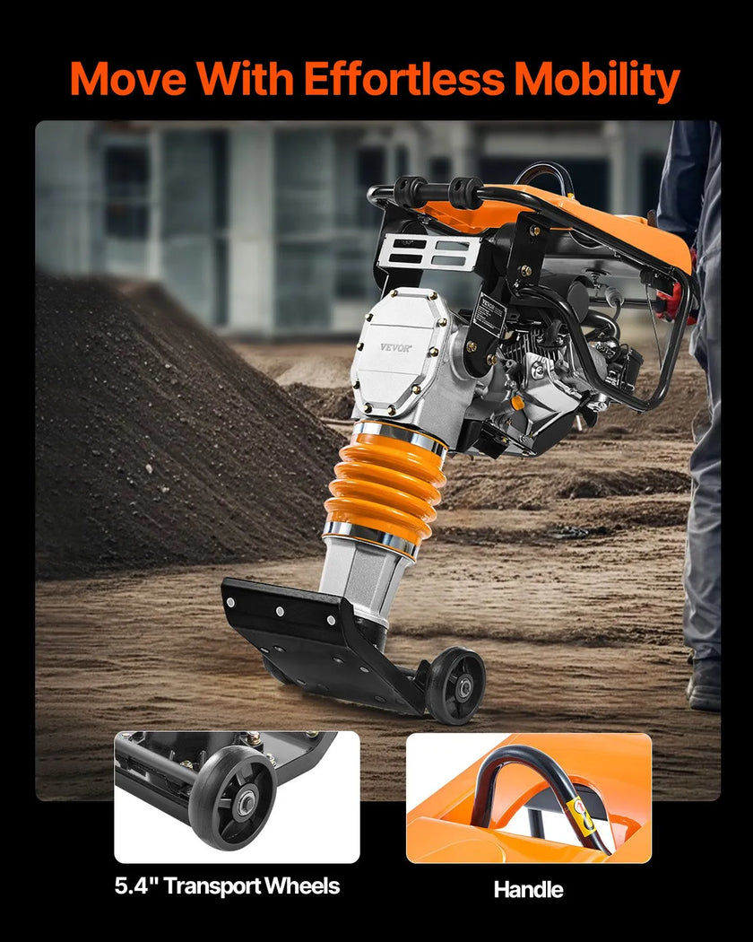 VEVOR 6.5 HP 196 cc Fuel Power Jumping Jack Vibratory Rammer Tamper Compactor