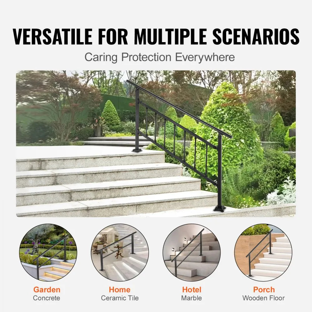 VEVOR Outdoor Handrail 165LBS Load Handrail Outdoor Stairs Aluminum Stair Handrail 60 x 35