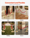 VEVOR 6 Pcs Gold Stanchion Post 4 Red Velvet Ropes Sand Injection Hollow Base