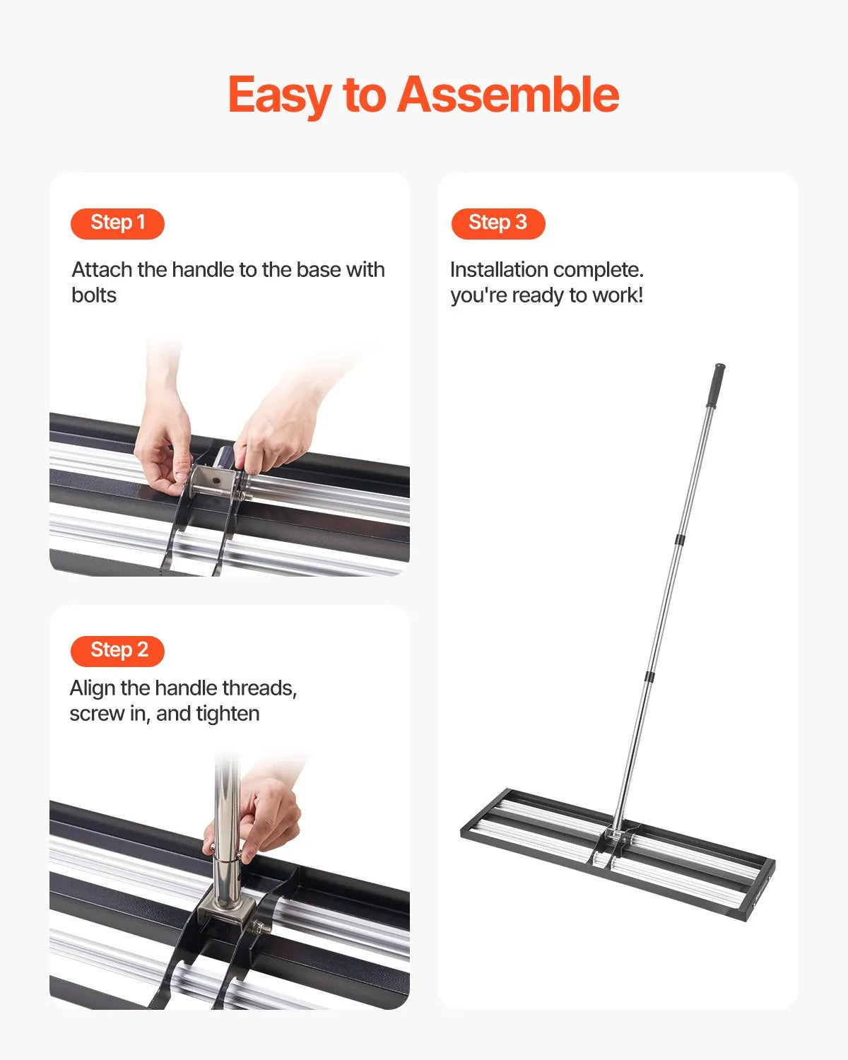 VEVOR 36x10in Lawn Leveling Rake with 83.9 in Adjustable Handle for Yard Garden