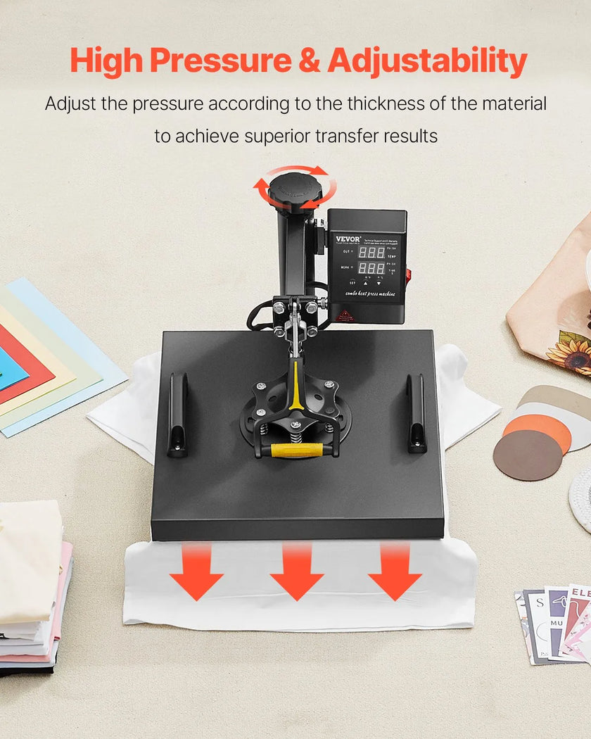 Heat Press Machine 2-In-1 15x15in Sublimation Print Transfer DIY T-shirt Cap