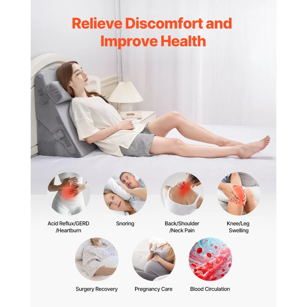 VEVOR Orthopedic Bed Wedge Pillow 3 Pcs Adjustable for Back Leg Neck GERD Sleep