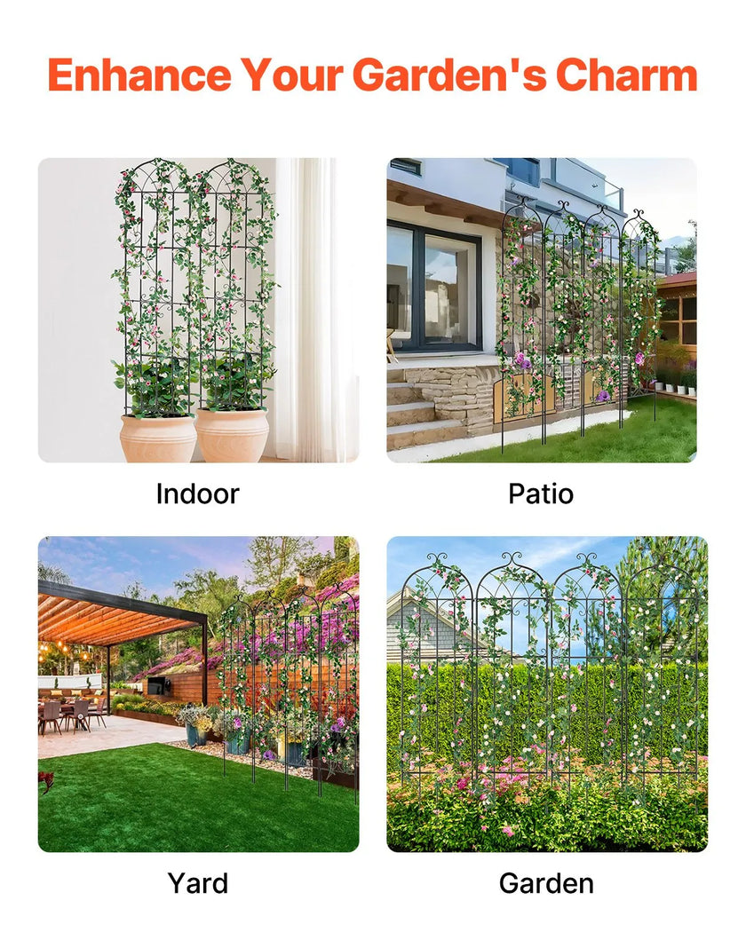 VEVOR 4 Packs Metal Garden Trellis for Climbing Plant Support 87x20 in Rustproof