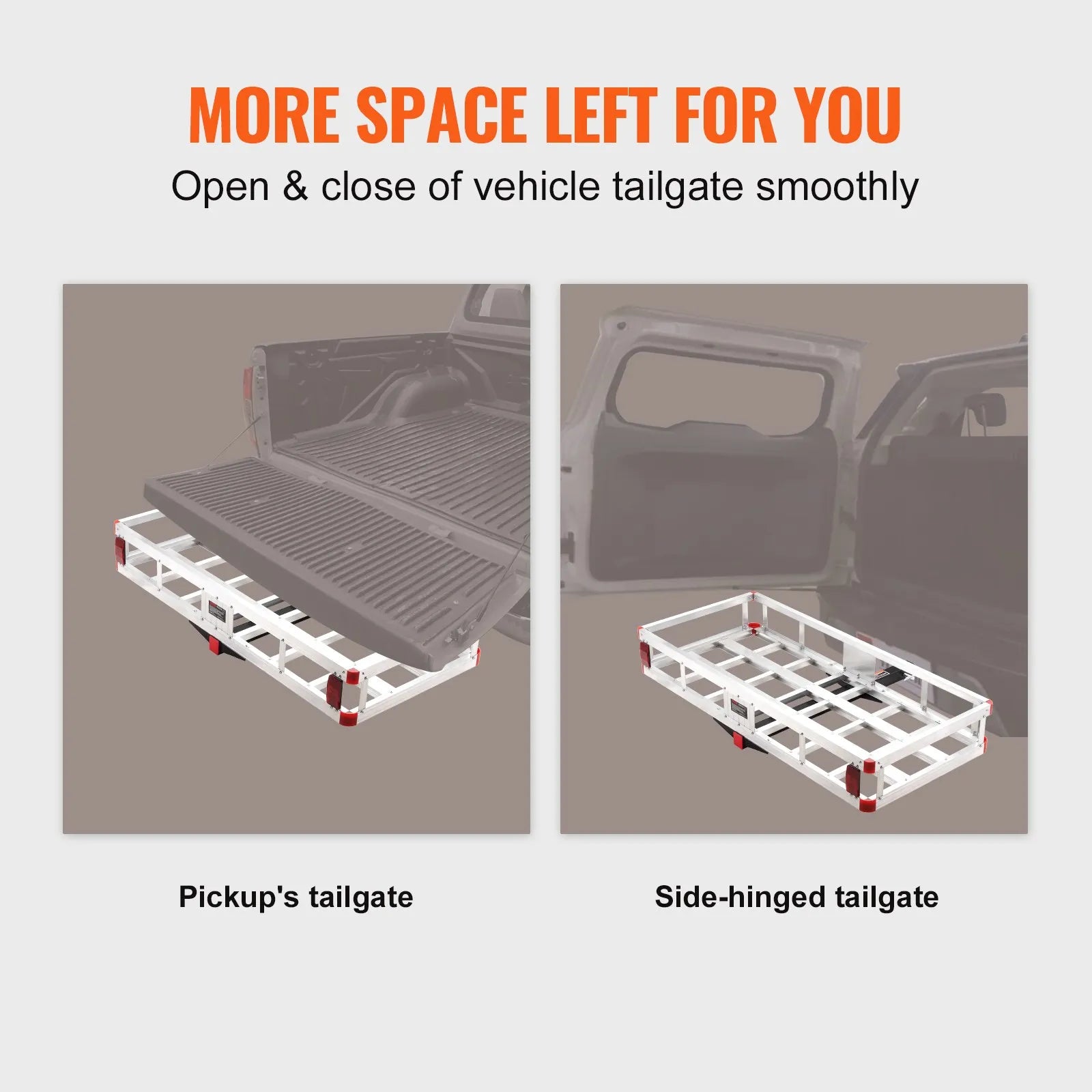 VEVOR 49.4 x 22.4 x 7.1 in Hitch Cargo Carrier, 500lb Capacity Trailer Hitch Mount Aluminum Cargo Basket, Luggage Carrier Rack Fits 2