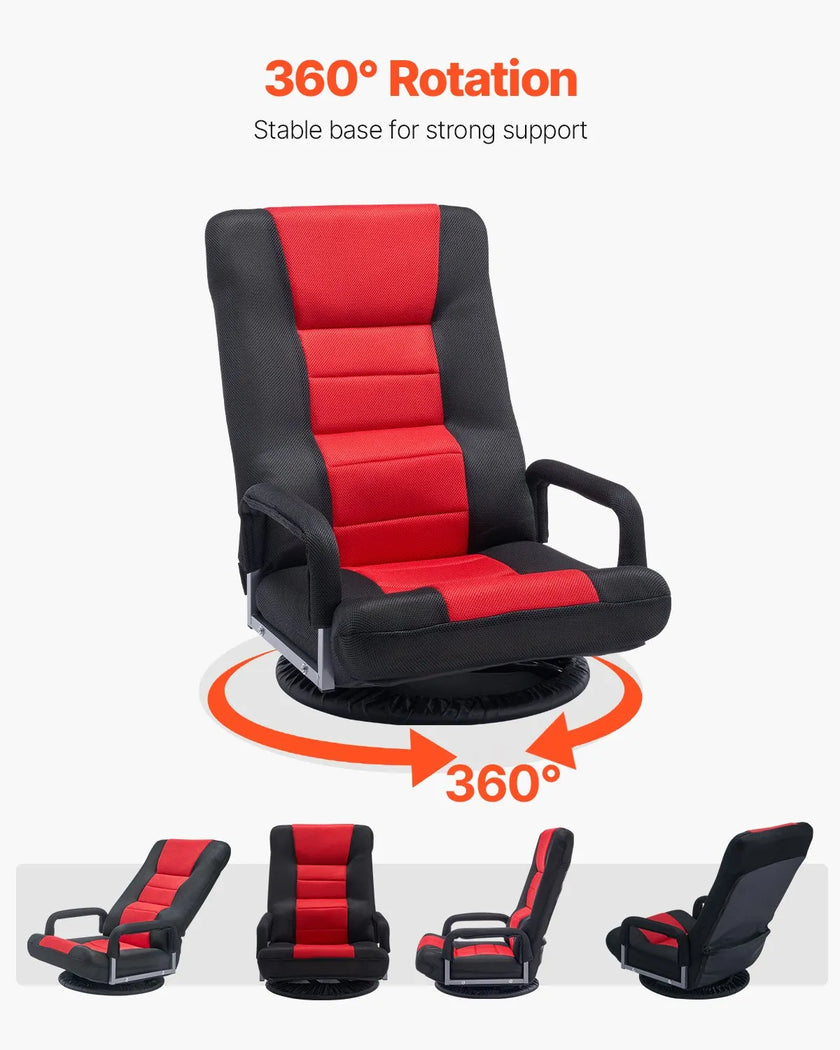 VEVOR 360° Swivel Floor Gaming Chair Folding Floor Chair with Armrest Adjustable