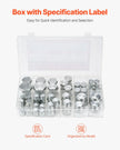 VEVOR 64 PCS BSPP Hydraulic Fitting Galvanized Cap & Plug Assortment Adapter Kit