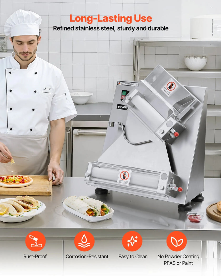 VEVOR 14 Inch Pizza Dough Roller Sheeter Automatic Commercial Dough Press 370W