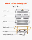 VEVOR 4 Qt 2 Pack Rectangle Chafing Dish Buffet Set Halfsize Pan Stainless Steel