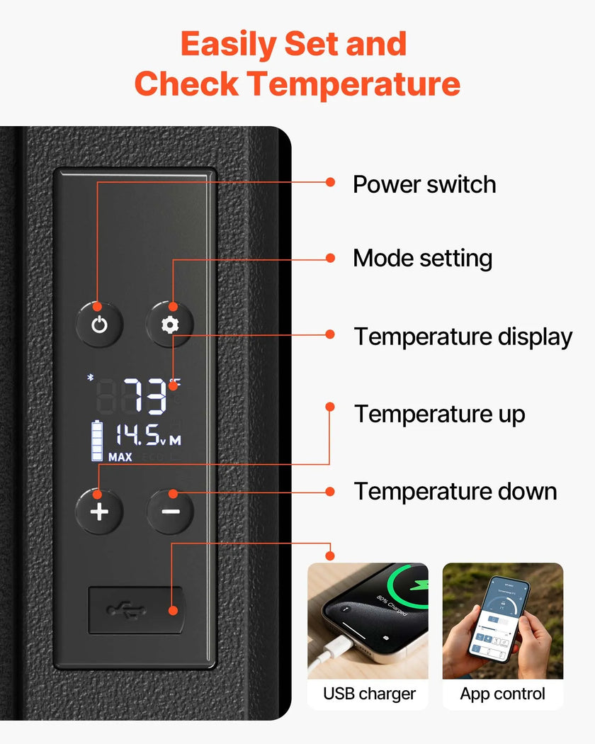 VEVOR 12 Volt Car Refrigerator Portable Freezer 10Qt Camping Compressor Cooler