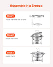 VEVOR 5 Qt 2 Pack Round Chafing Dish Buffet Set Full-Size Pan Stainless Steel