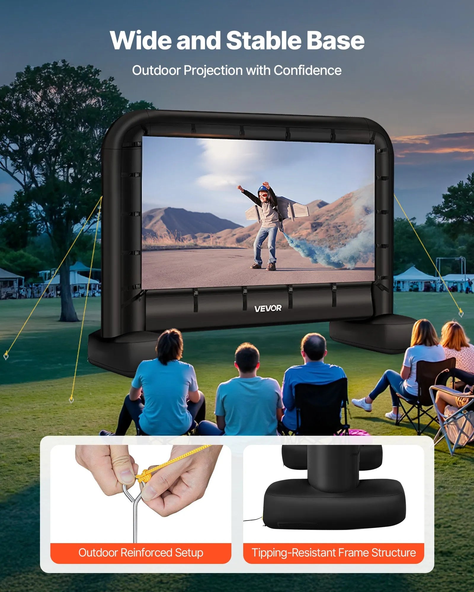 VEVOR 14 ft Inflatable Movie Screen 16:9 600D Movie Projection with Portable Bag