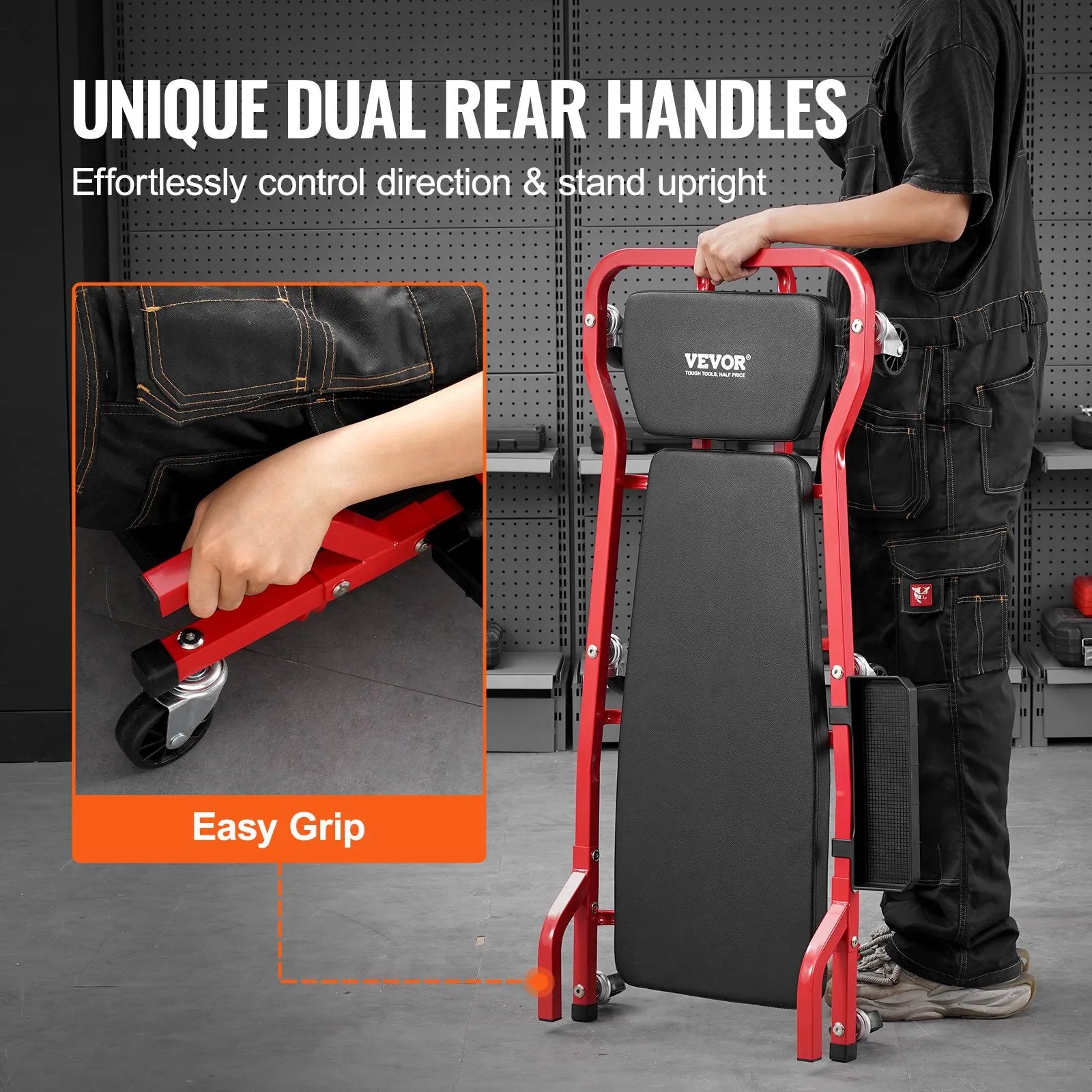 VEVOR 44 in Mechanic Garage Creeper 300 lbs Capacity Automotive Rolling Creeper