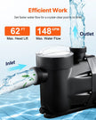 VEVOR 2.5 HP Above Ground Swimming Pool Pump Single Speed 148 GPM 3450 RPM 220V