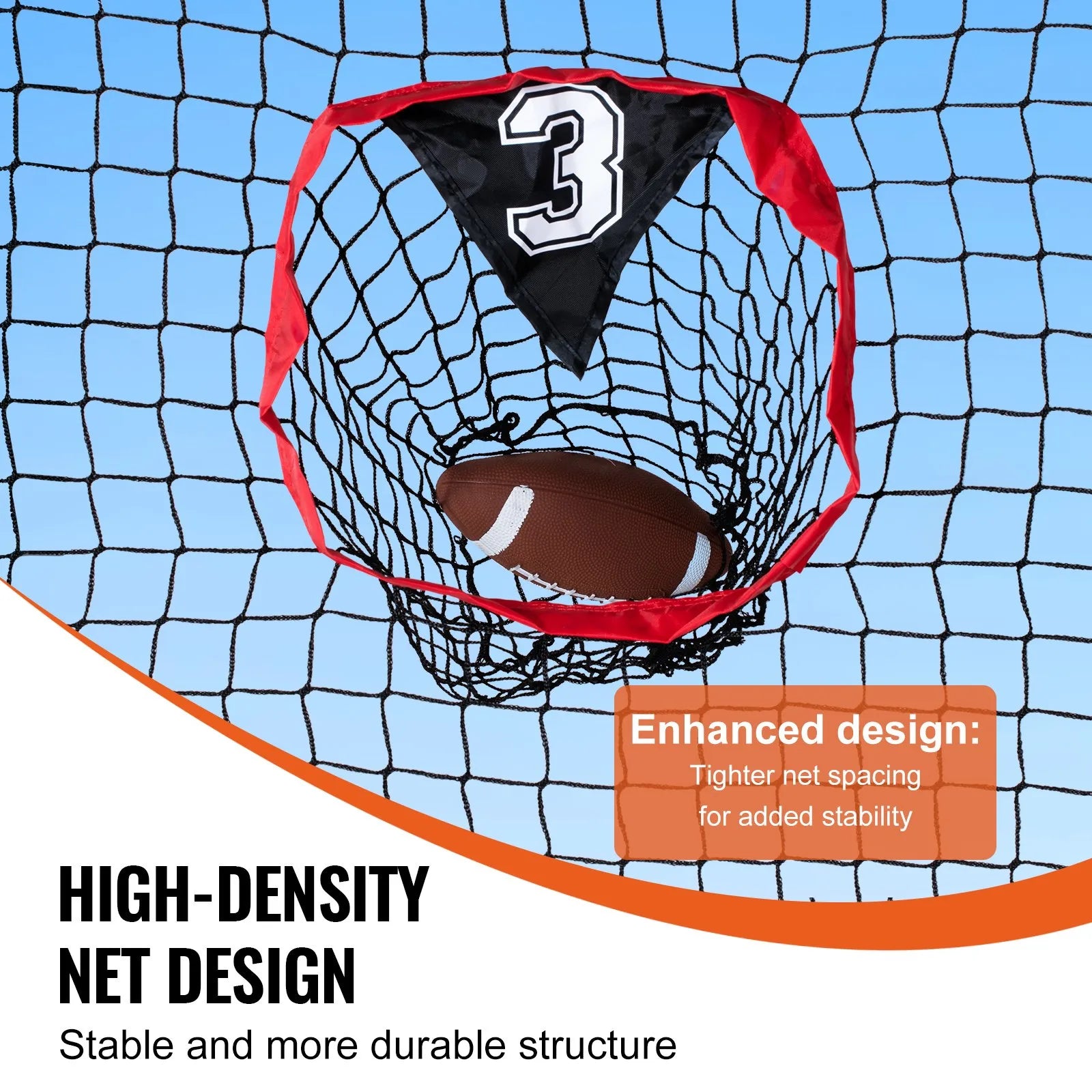 VEVOR 7 x 7 ft Football Trainer Throwing Net, Training Throwing Target Practice Net with 5 Target Pockets, Knotless Net Includes Bow Frame and Portable Carry Case, Improve QB Throwing Accuracy, Red
