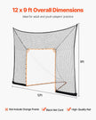 VEVOR 12x9 ft Hockey Lacrosse Goal Backstop with Extended Coverage Training Net
