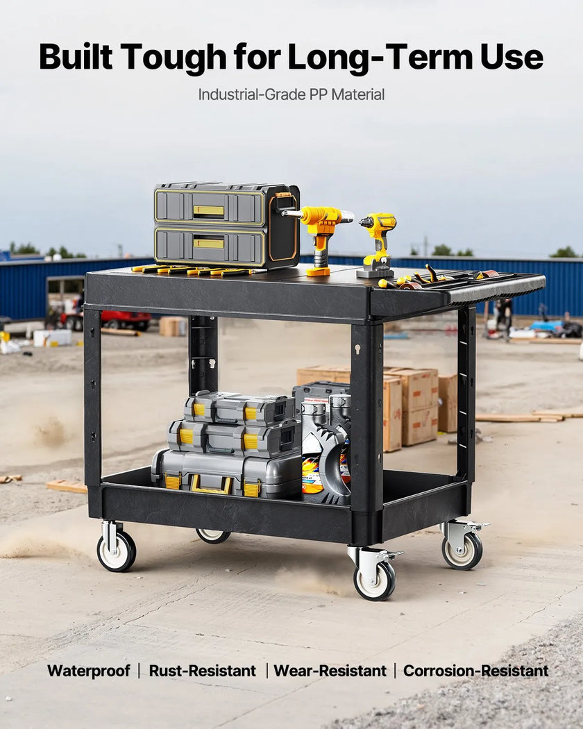 VEVOR 2-shelf Utility Cart 550 lbs 37 x 25.4-inch Service Cart with Wheels