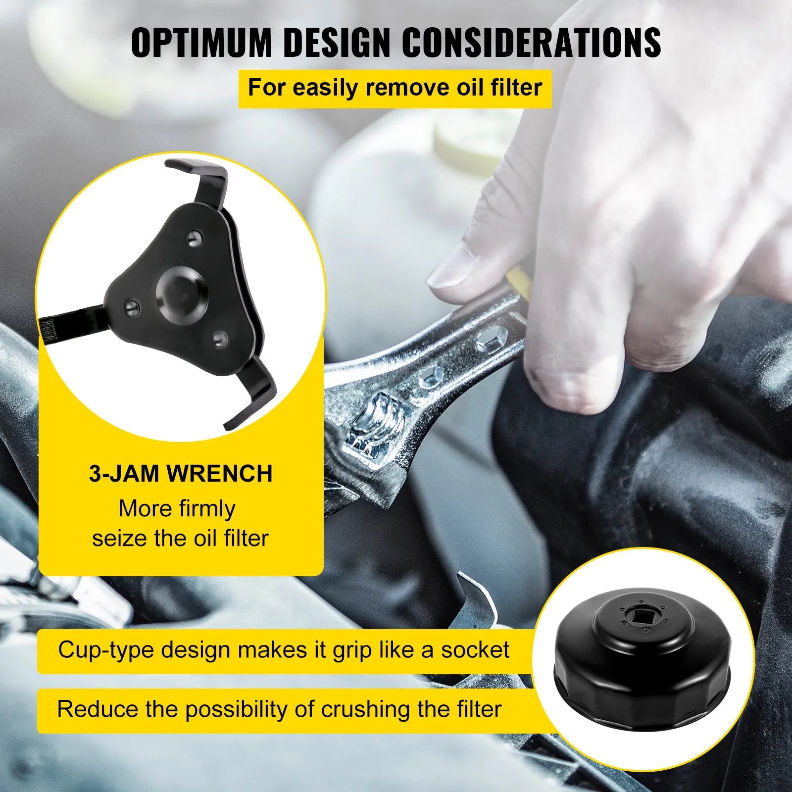 VEVOR Oil Filter Socket Set Cup Socket Tool Set 7 PCS Oil Filter Cap Wrench