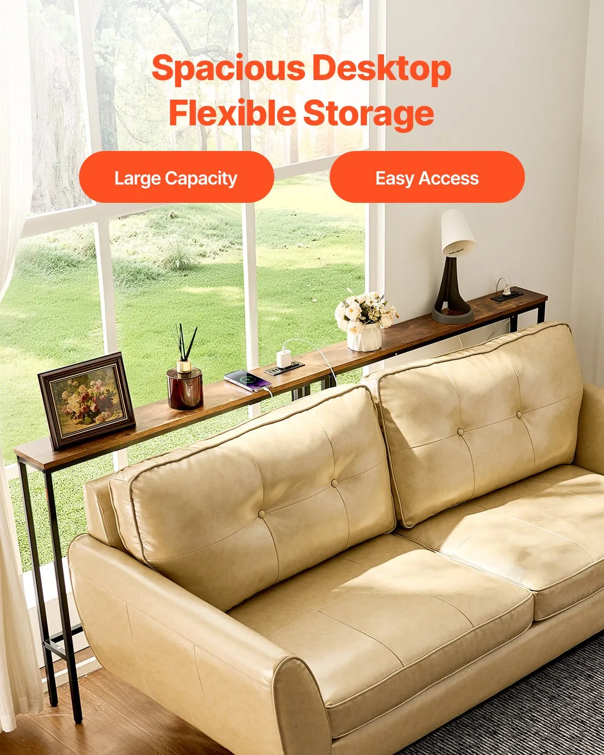 VEVOR Narrow Console Sofa Table Couch Table 2 Pieces for Entryway & Living Room
