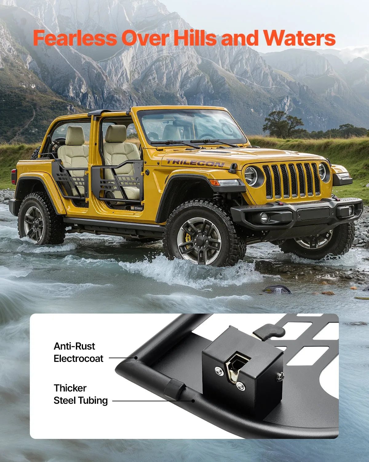 VEVOR 4-Door Jeep Tube Doors Jeep Tubular Door for 2018-2024 Jeep Wrangler JL