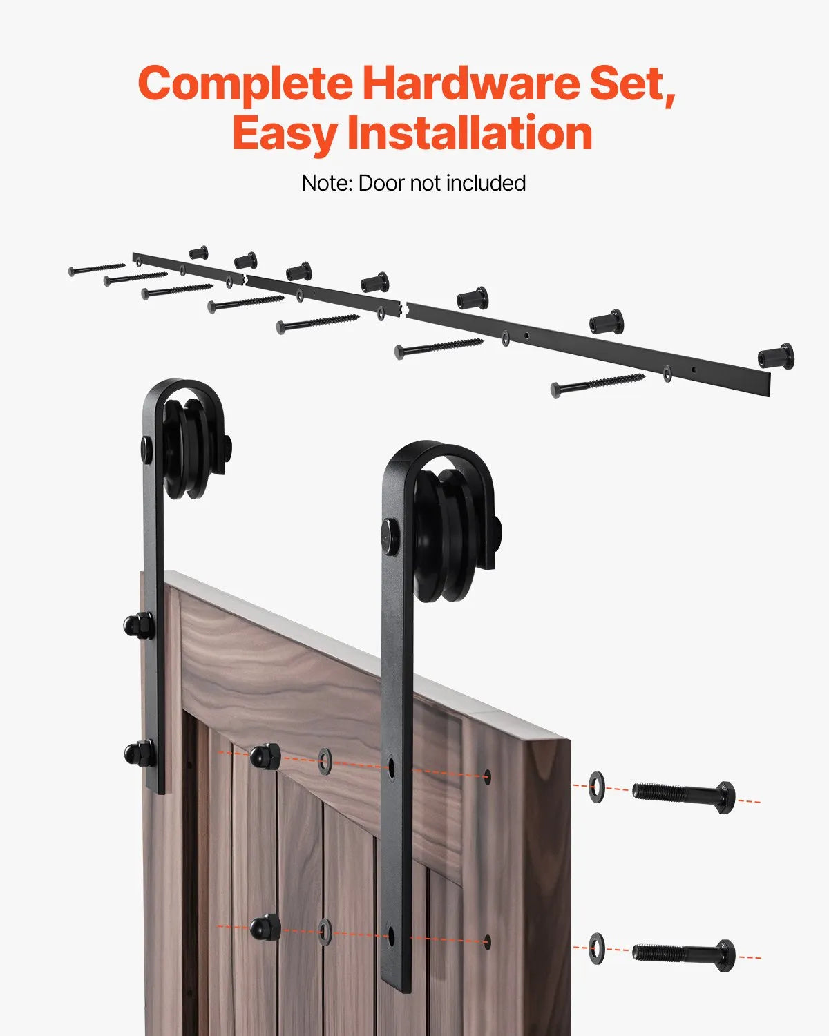 VEVOR 10FT Sliding Barn Door Hardware Kit for Single Sliding Barn Door J-shape