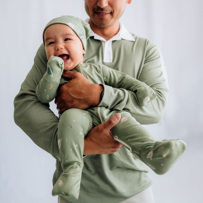 Bamboo Baby Zipper Footed Onesie| Celestial Floral