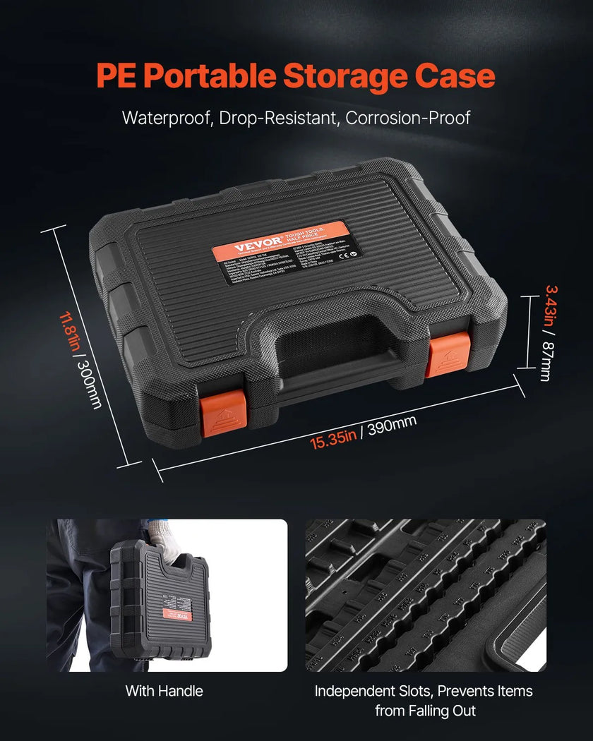 Bit Socket Set 107-Piece SAE and Metric Hex/Torx/E-Torx/Tamper-Proof/Extra Long