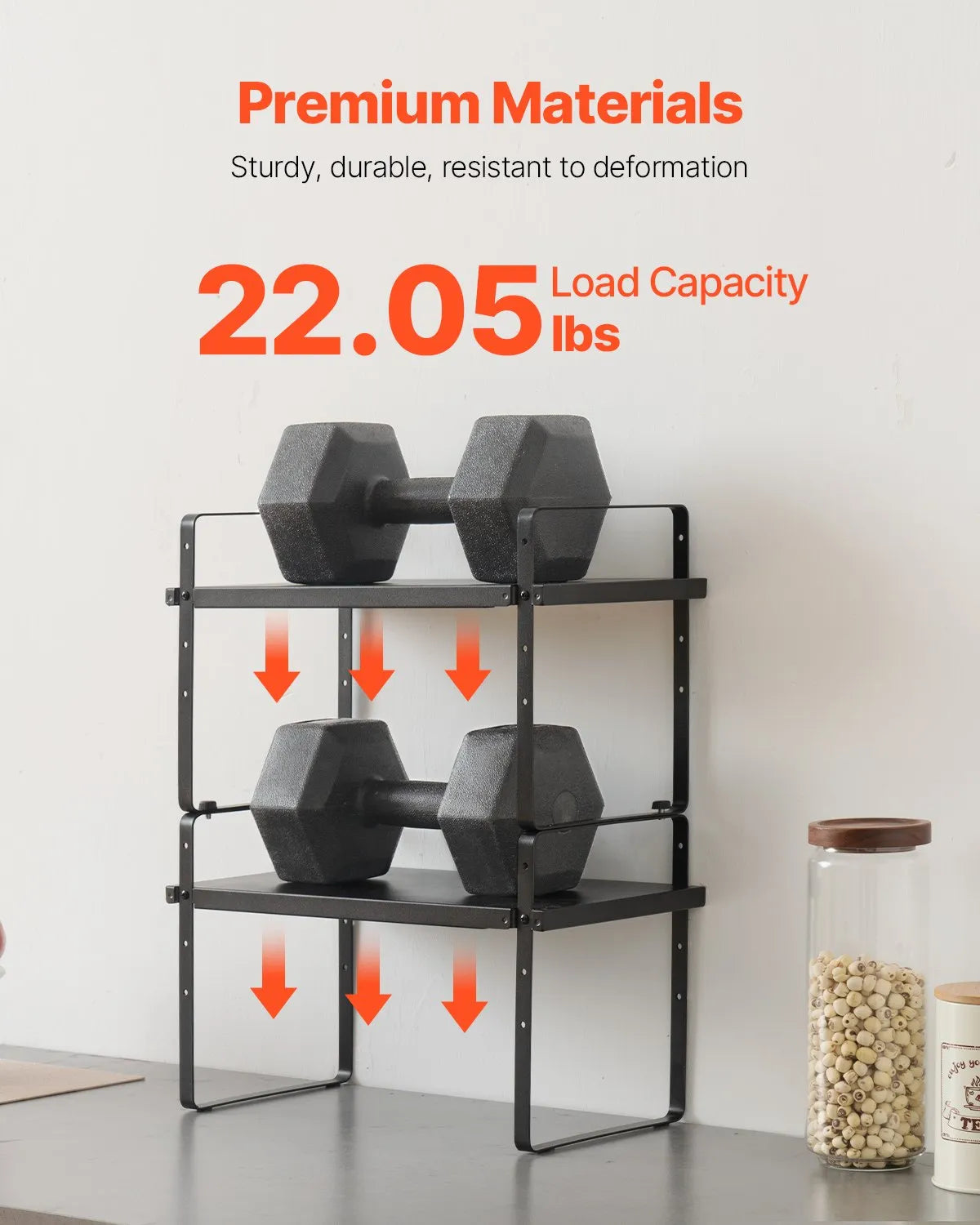 VEVOR 2 Tier Cabinet Organizer Shelf Counter Shelves Steel Storage Spice Rack