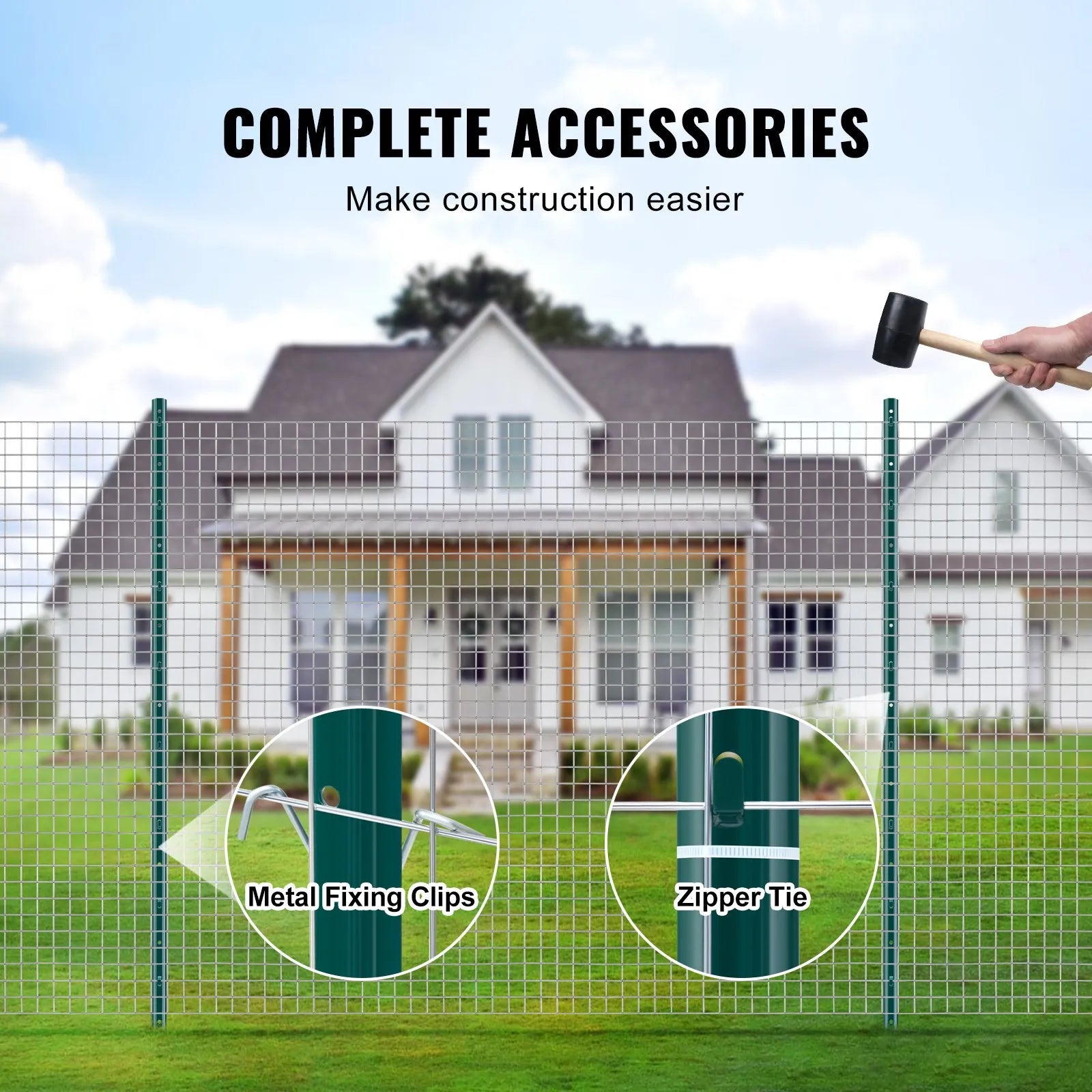 VEVOR 5 Feet Fence Post 10 Pack T-Post Heavy Duty Metal Fence Posts Green