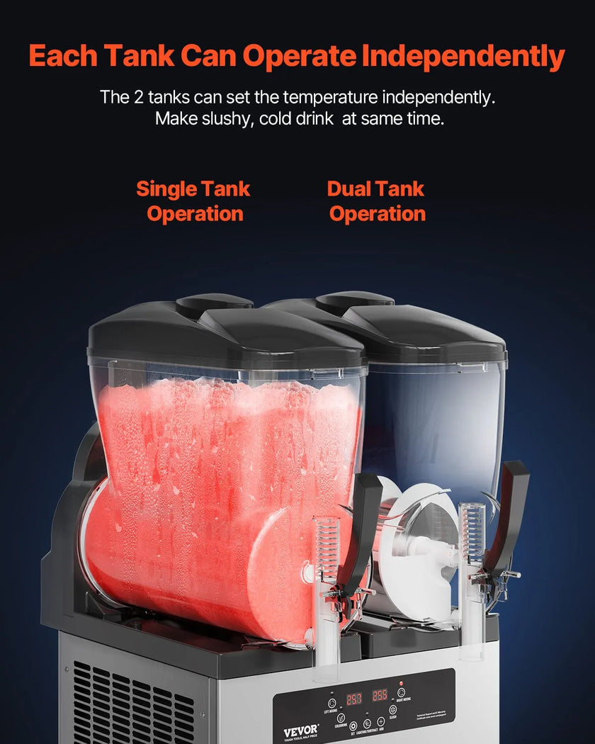 VEVOR 12Lx2 Tank Commercial Slushy Machine Margarita Smoothie Frozen Drink Maker