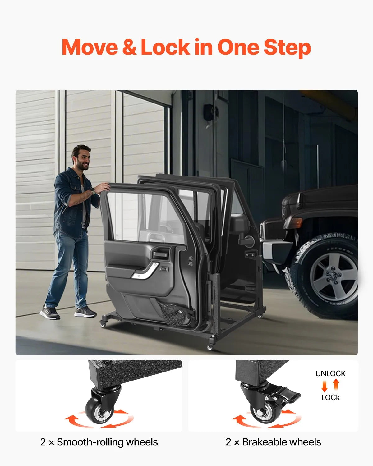 VEVOR 4 Doors Jeep Door Storage Cart for Jeep Wrangler JK JKU JL Gladiator