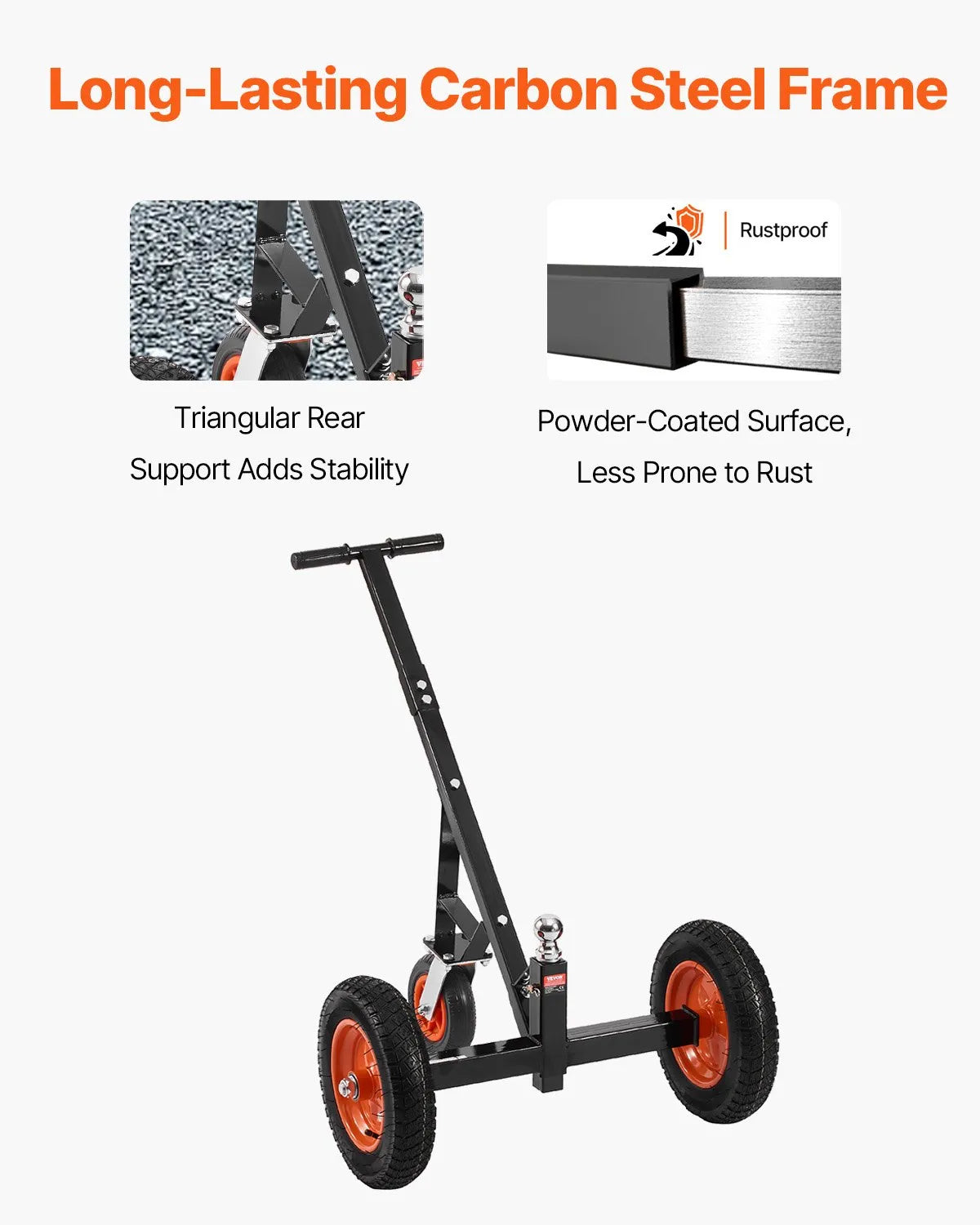 1000lbs Trailer Dolly 16.7 and 22 in Adjustable Height 2 in Ball 14 in Tires