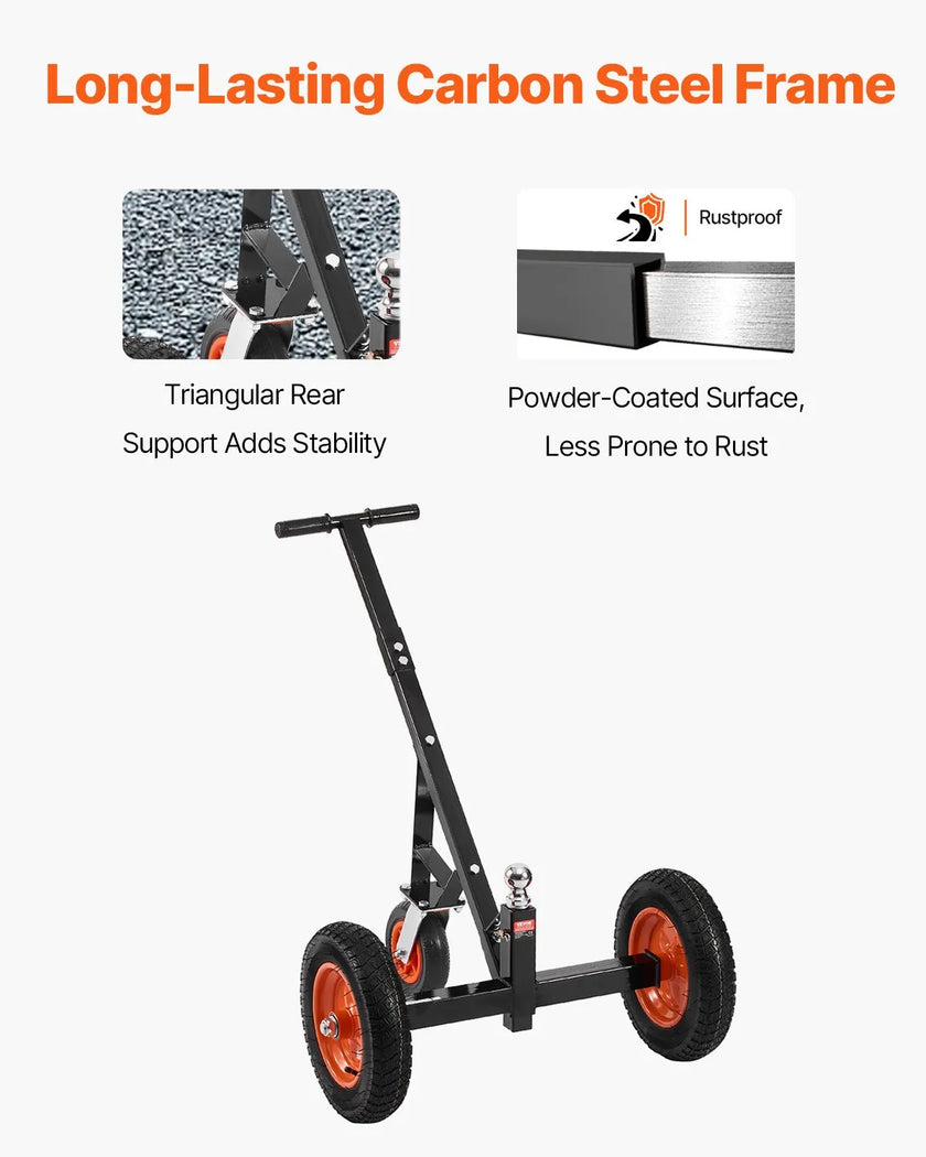 1000lbs Trailer Dolly 16.7 and 22 in Adjustable Height 2 in Ball 14 in Tires
