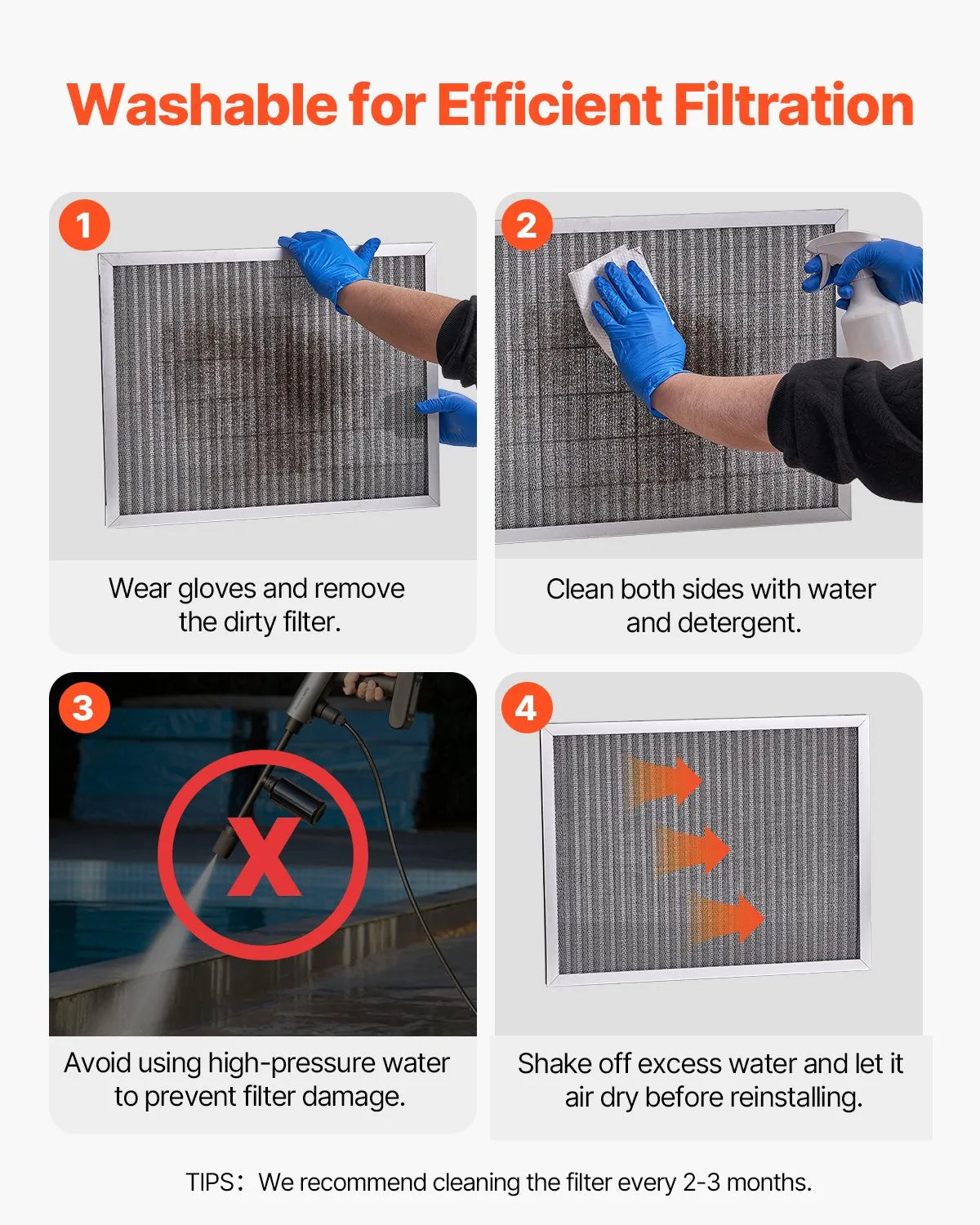 VEVOR 16x20x1 Aluminum Electrostatic Air Filter MERV 8 Actual 15.5x19.75x0.82