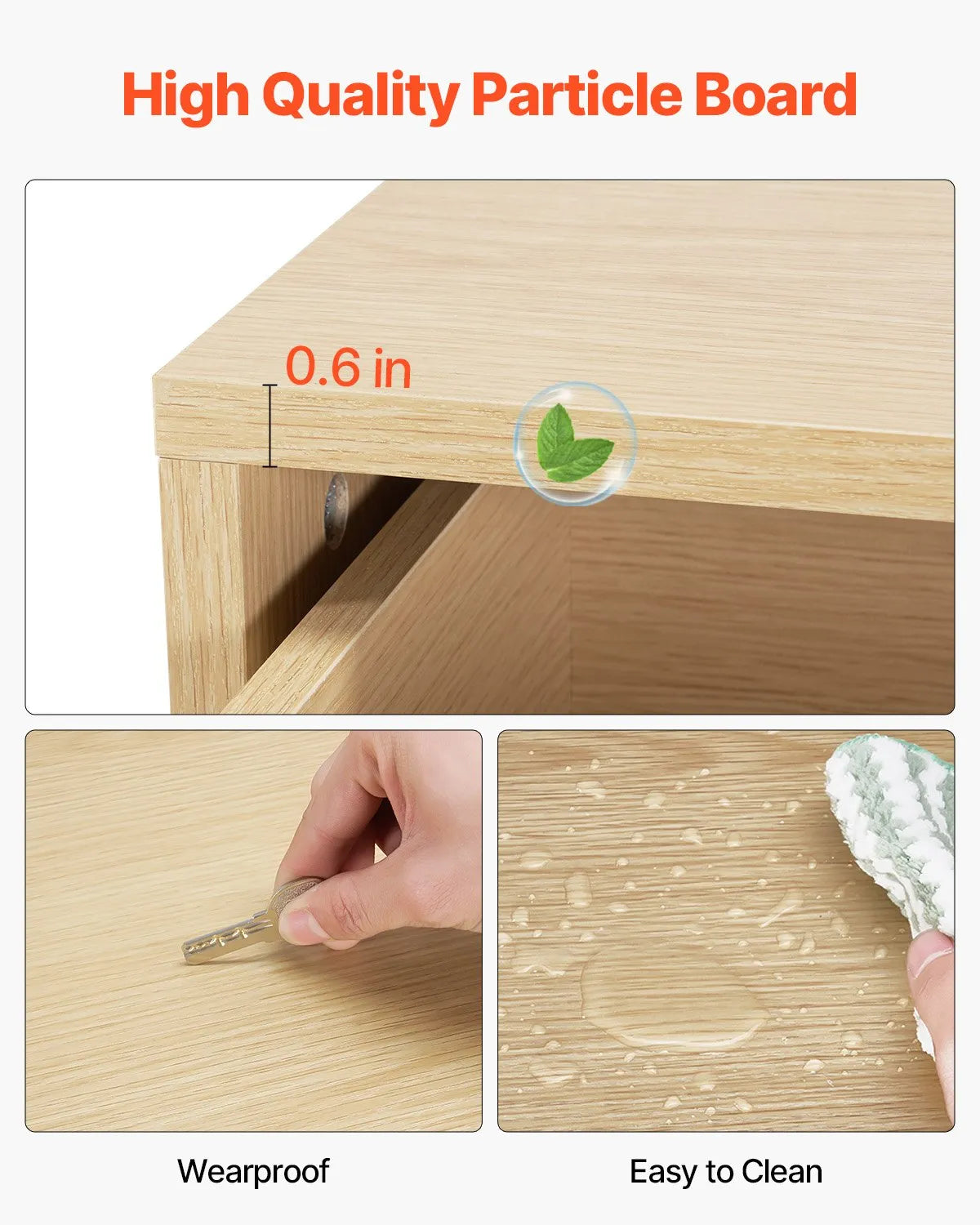 VEVOR 6 Drawer Dresser Wooden Chest of Drawers with Sliding with Anti-tip Device