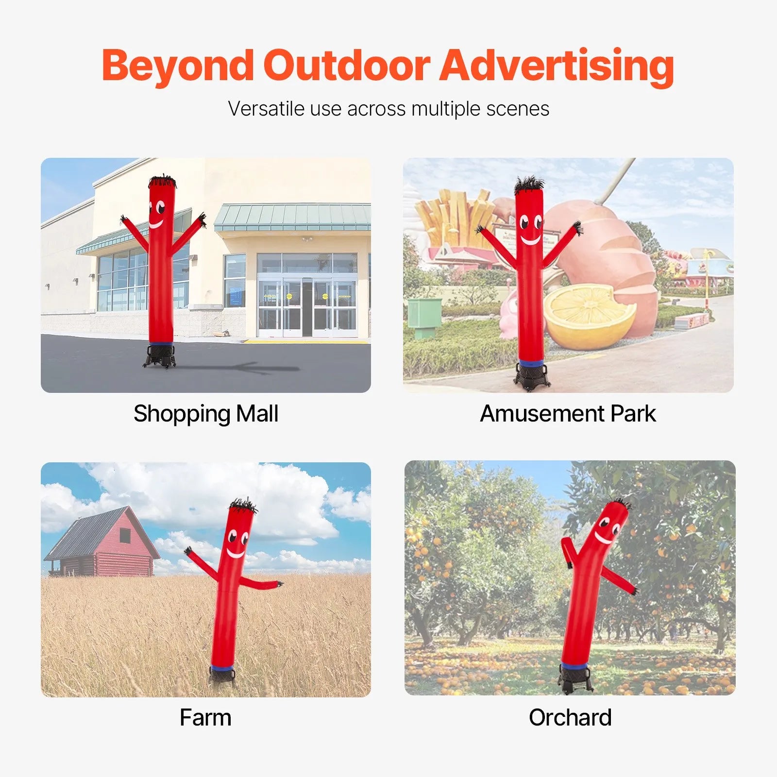 VEVOR 10 ft Air Dancers Wacky Waving Inflatable Tube Man with 9/10 HP Blower Fan