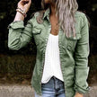 Fitted Denim Jacket Mid Length European American Style