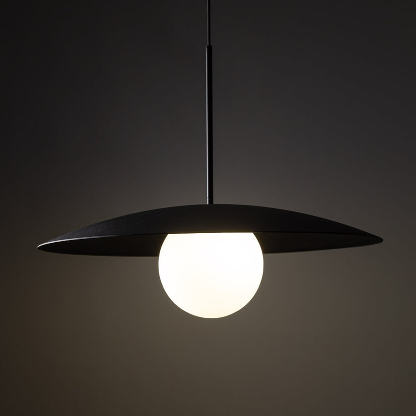 SLATE Mid-Century Modern Wide Dome Pendant Light for Kitchen Island & Dining Table