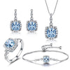 Blue Topaz Birthstone Set – 925 Sterling Silver Jewelry - 4 Piece Set