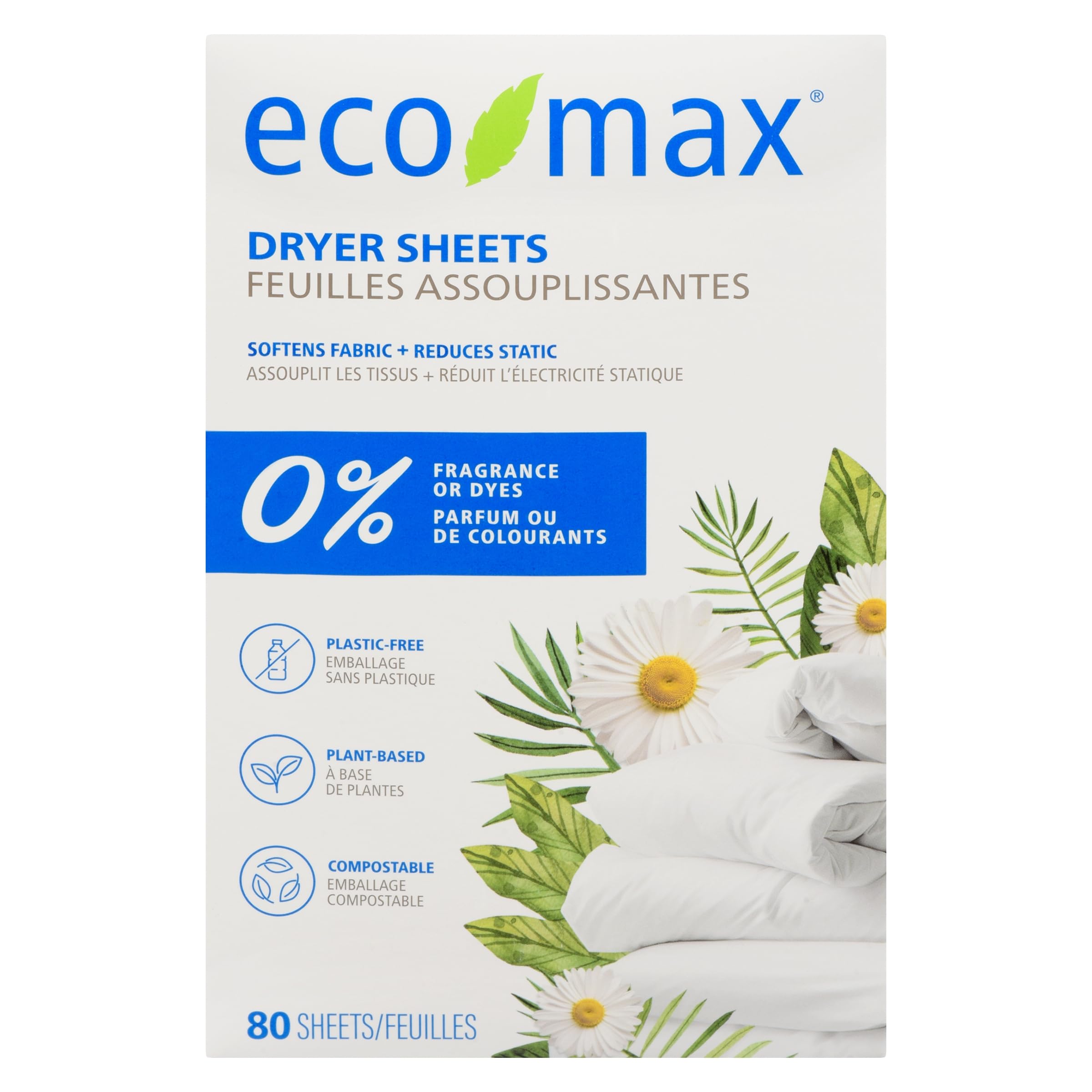 Eco-Max - Dryer Sheets Fragrance Free (80ct)