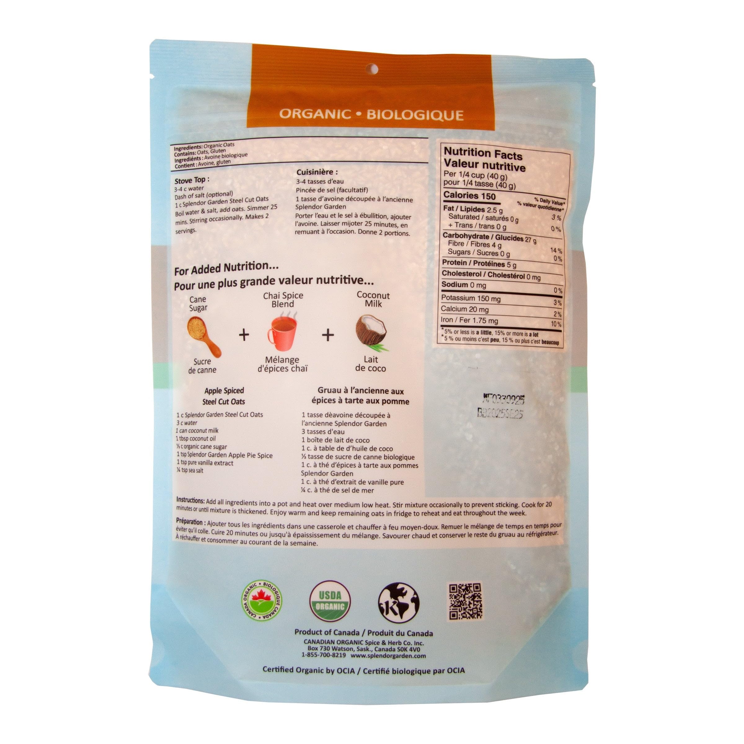 Splendor Garden - Organic Steel Cut Oats (700g)