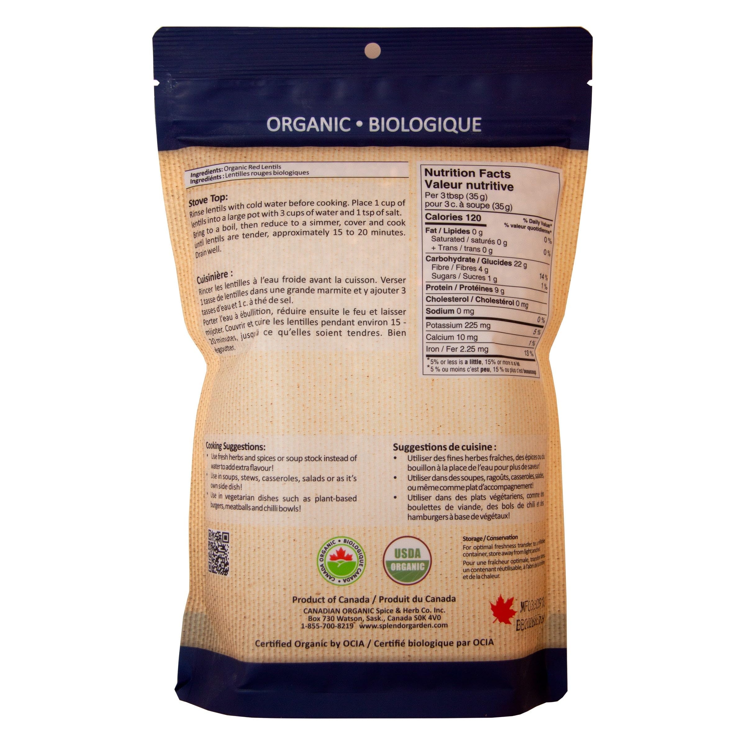 Splendor Garden - Organic Red Lentils (600g)