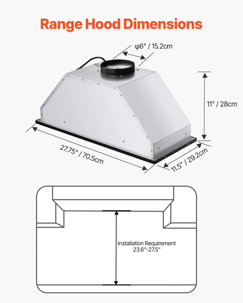 30in Built-in Range Hood Insert Vent Hood 800CFM Gesture & Touch Control