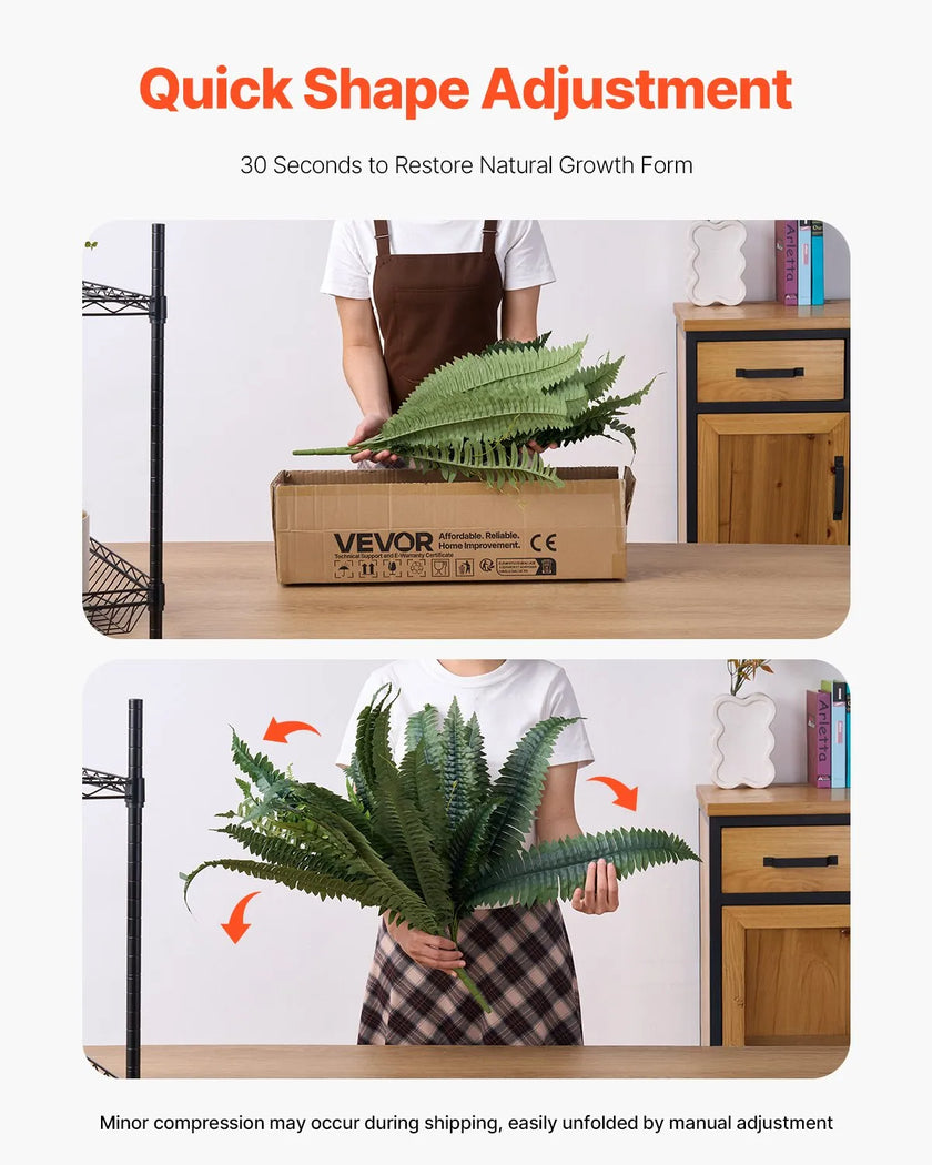 VEVOR 2Pcs Artificial Boston Ferns Plastic Fern 50 Branches Indoor Outdoor Decor