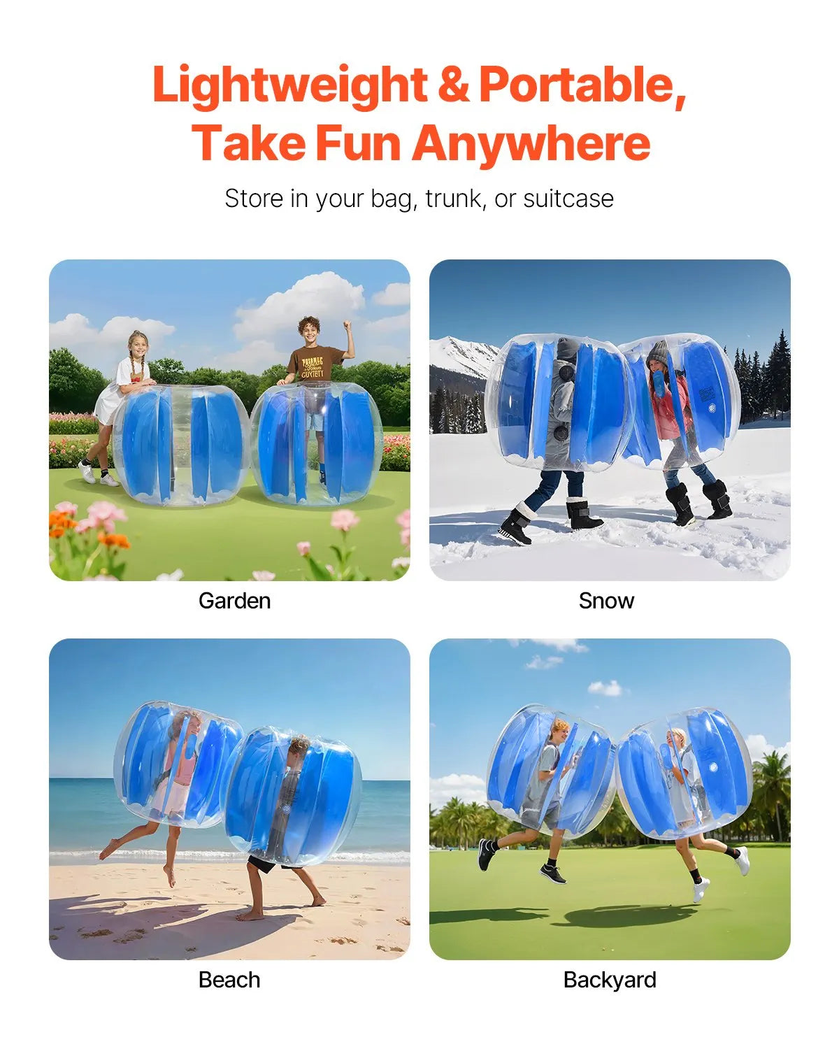 VEVOR 4FT/1.2M Inflatable Bumper Balls PVC Body Sumo Zorb Ball Outdoor Game